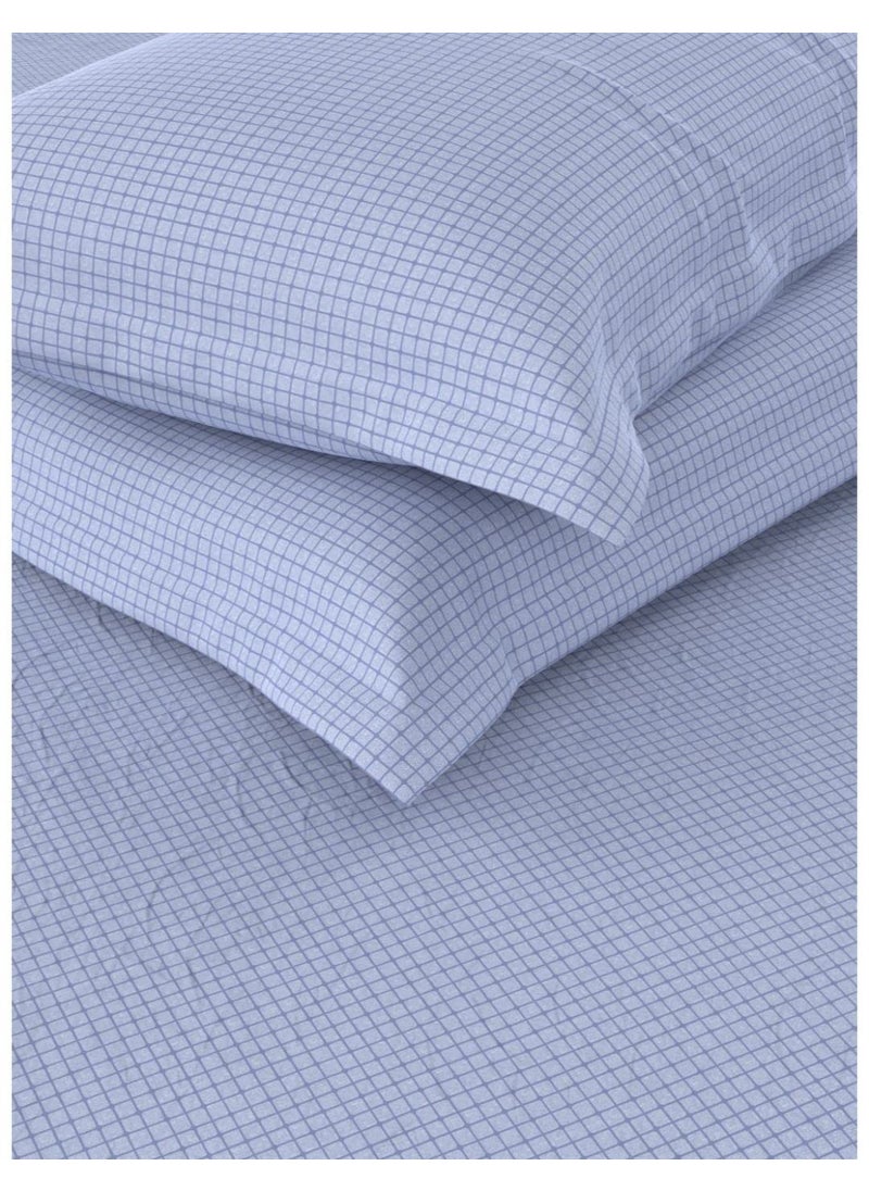 BIANCA Extra Soft 100% Satin Egyptian Cotton XL King Size Bedsheet with 2 Pillow Covers -3pc Set (Botanical) | 100% Extra Soft Satin Egyptian Cotton Designer | Checks-Blue