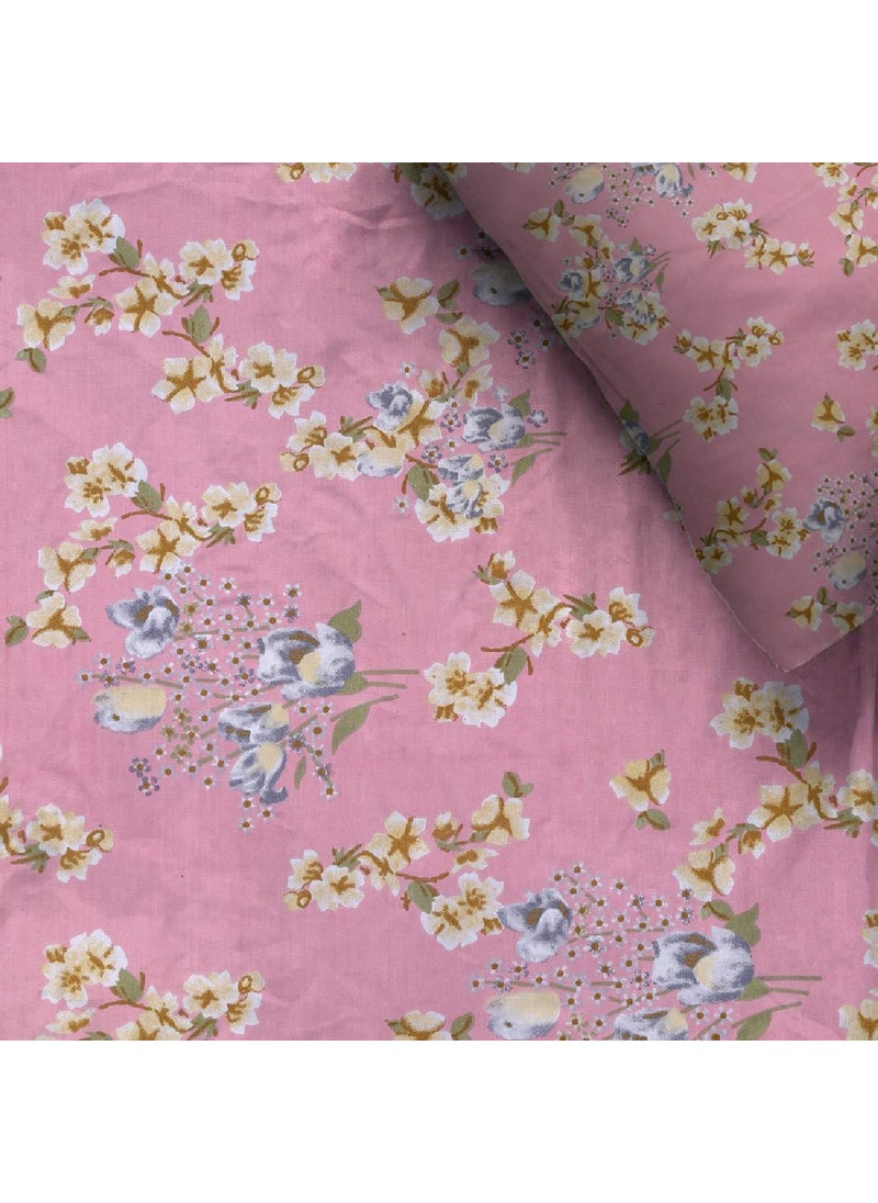 Naksh 100% Cotton 186 TC Floral Super King Size Bedsheet Cotton for Double Bed, Pink 01 |1 Cotton Bed Sheet Double Bed (108