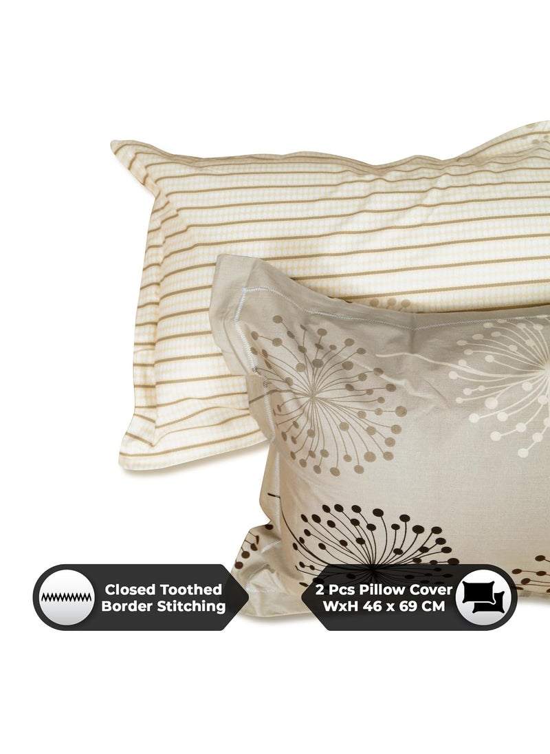 Story@Home Bedsheet for King Size Bed | 186 TC | Beige | Floral | 1 Piece Cotton bedsheet for King Size Bed with 2 Pillow Covers (270 x 270 cm) Perfect for Home Decor & Gifting | Cotton bedsheet