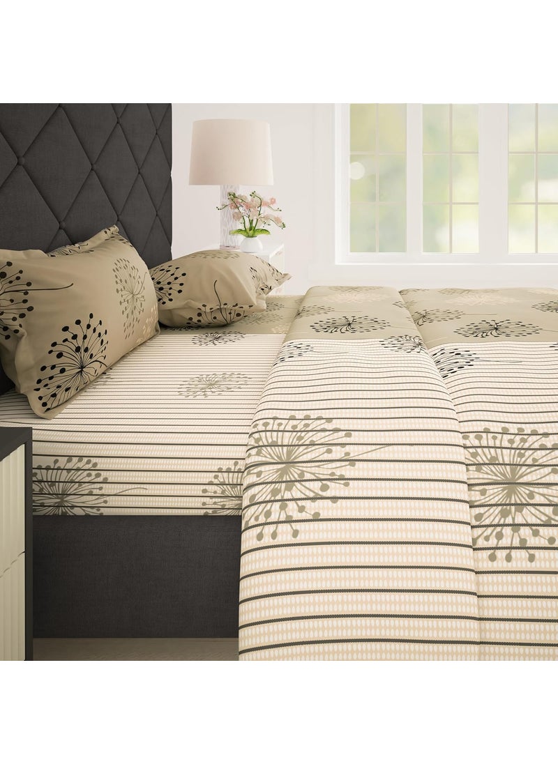 Story@Home Bedsheet for King Size Bed | 186 TC | Beige | Floral | 1 Piece Cotton bedsheet for King Size Bed with 2 Pillow Covers (270 x 270 cm) Perfect for Home Decor & Gifting | Cotton bedsheet
