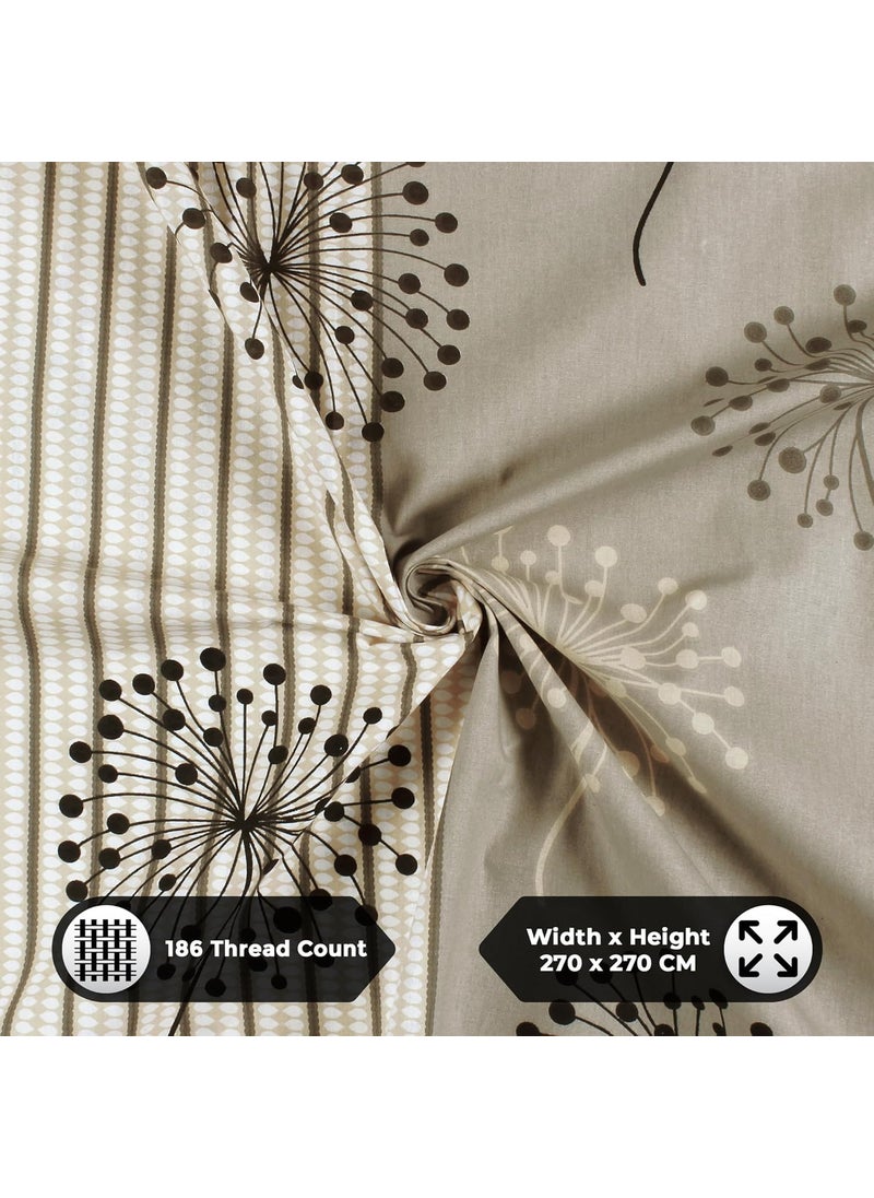 Story@Home Bedsheet for King Size Bed | 186 TC | Beige | Floral | 1 Piece Cotton bedsheet for King Size Bed with 2 Pillow Covers (270 x 270 cm) Perfect for Home Decor & Gifting | Cotton bedsheet