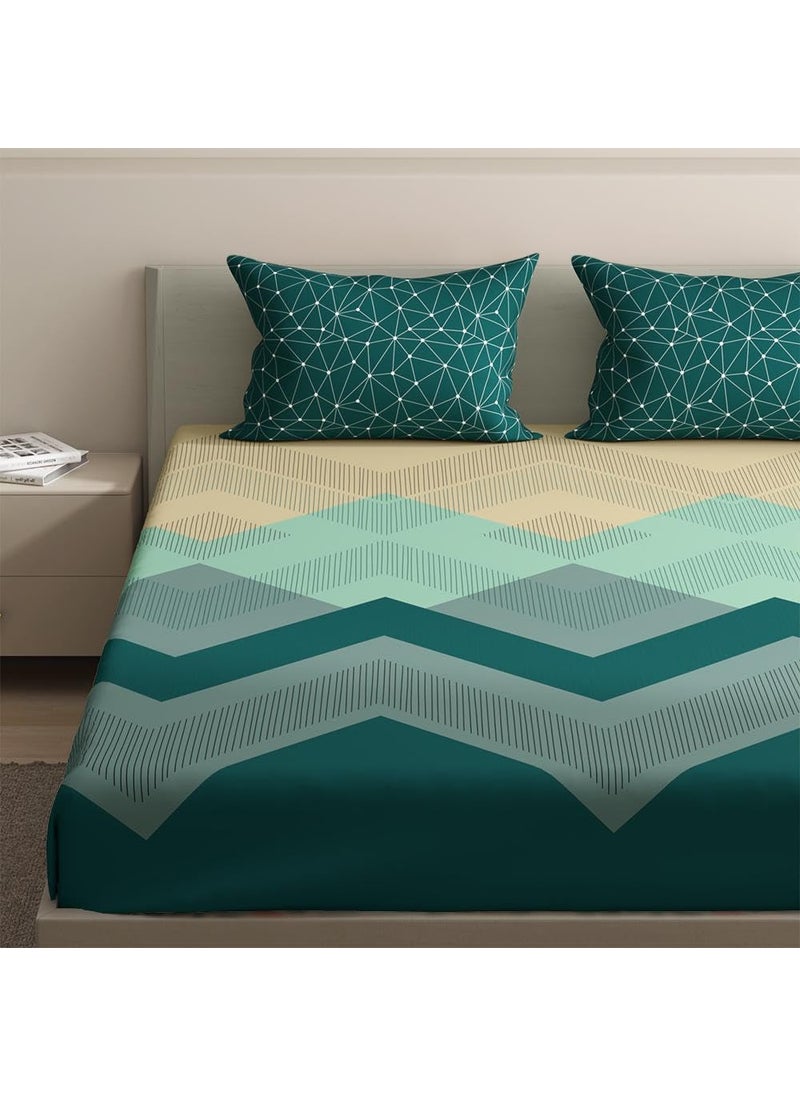 Wakefit King Size Fitted Sheet, Cotton, Michele - 78x72, Elastic Bedsheets for King Size Bed, Ultra Soft, 100% Cotton