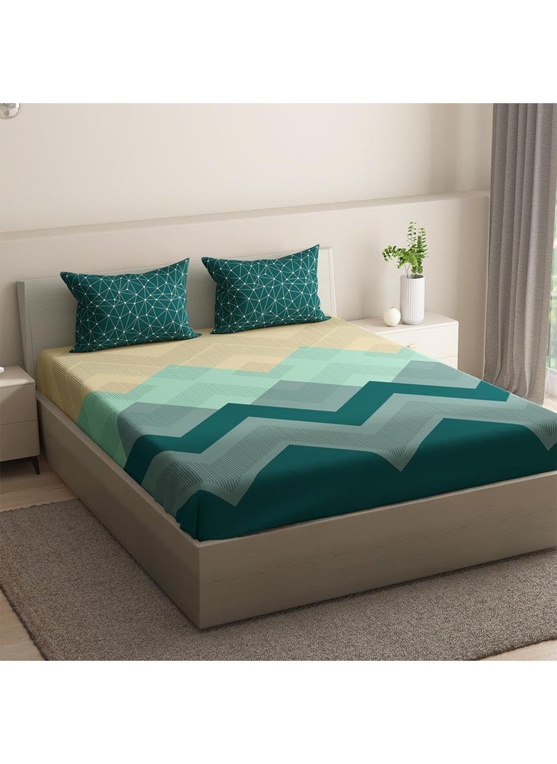 Wakefit King Size Fitted Sheet, Cotton, Michele - 78x72, Elastic Bedsheets for King Size Bed, Ultra Soft, 100% Cotton