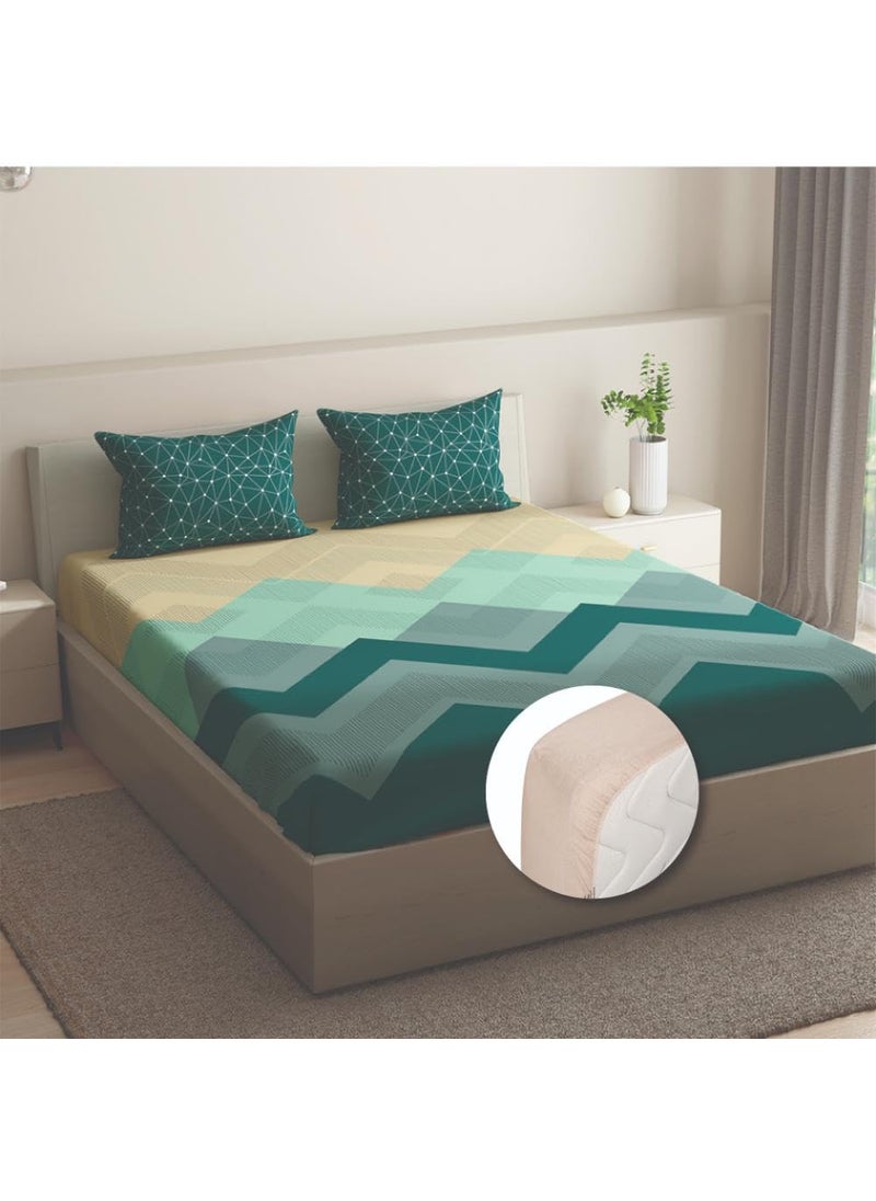 Wakefit King Size Fitted Sheet, Cotton, Michele - 78x72, Elastic Bedsheets for King Size Bed, Ultra Soft, 100% Cotton