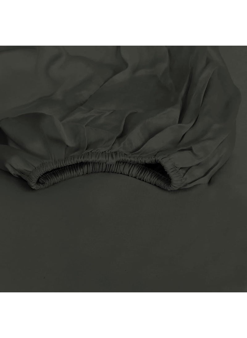 LINENWALAS 100% Egyptian Cotton Queen Fitted Sheet (60x78 Inches) with 2 Pillowcases – 400 TC Sateen Weave, Soft, Breathable & Cool Long Staple Cotton Elastic Bedsheet – Deep Pocket Bedding (Grey)
