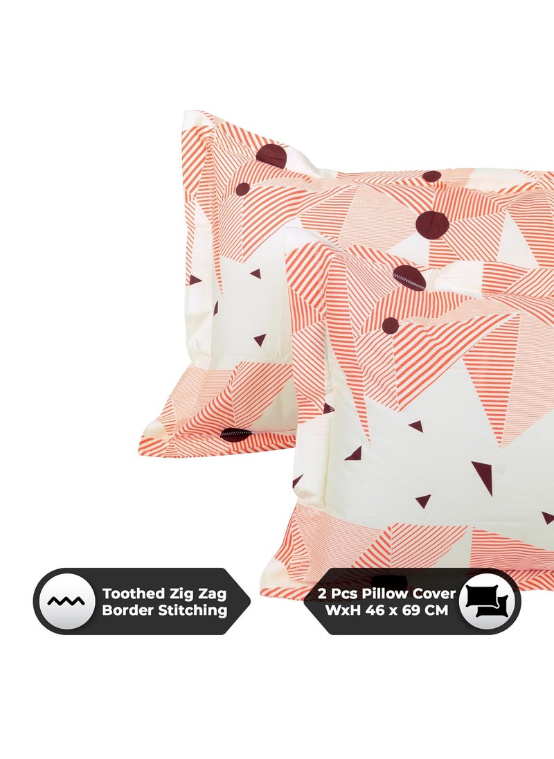 Story@Home 210 TC 100% Cotton Double King Size Bedsheet with 2 Pillow Covers (Pink & White)