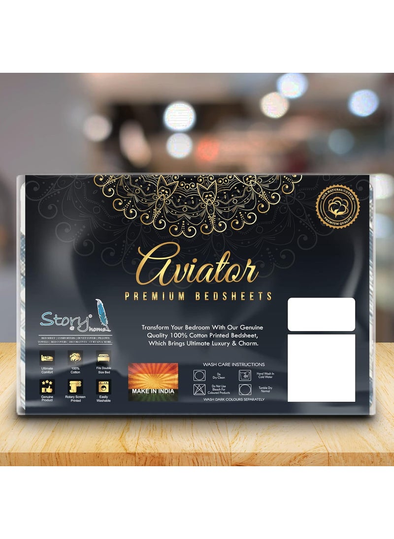 Story@Home 210 TC 100% Cotton Double King Size Bedsheet with 2 Pillow Covers (Pink & White)