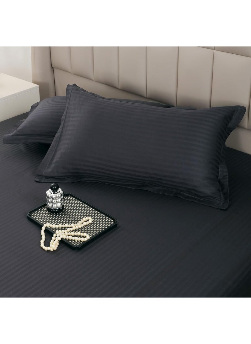 Story@Home Bedsheet for King Size Bed | Cotton Bedsheet | Stripes King Size Bed Sheet Cotton with 2 King Size Pillow Covers (270 x 270cm, Grey) King bedsheet | Perfect for Home Decor | 300TC