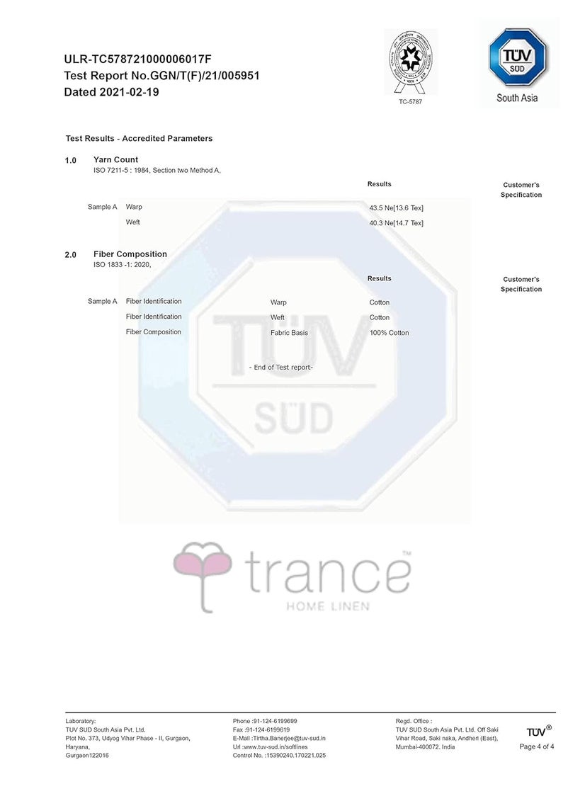 Trance Home Linen 200TC 100% Cotton 78