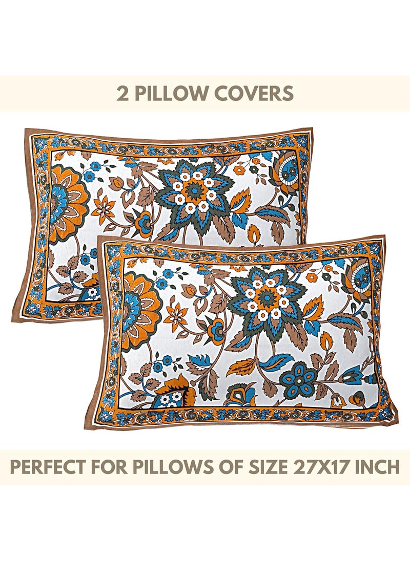 Hashcart Cotton Bedsheet & Pillow Covers - Double Bed Chadar for Double Size with 2 Pillow Covers (8.25X7.50 Feet)