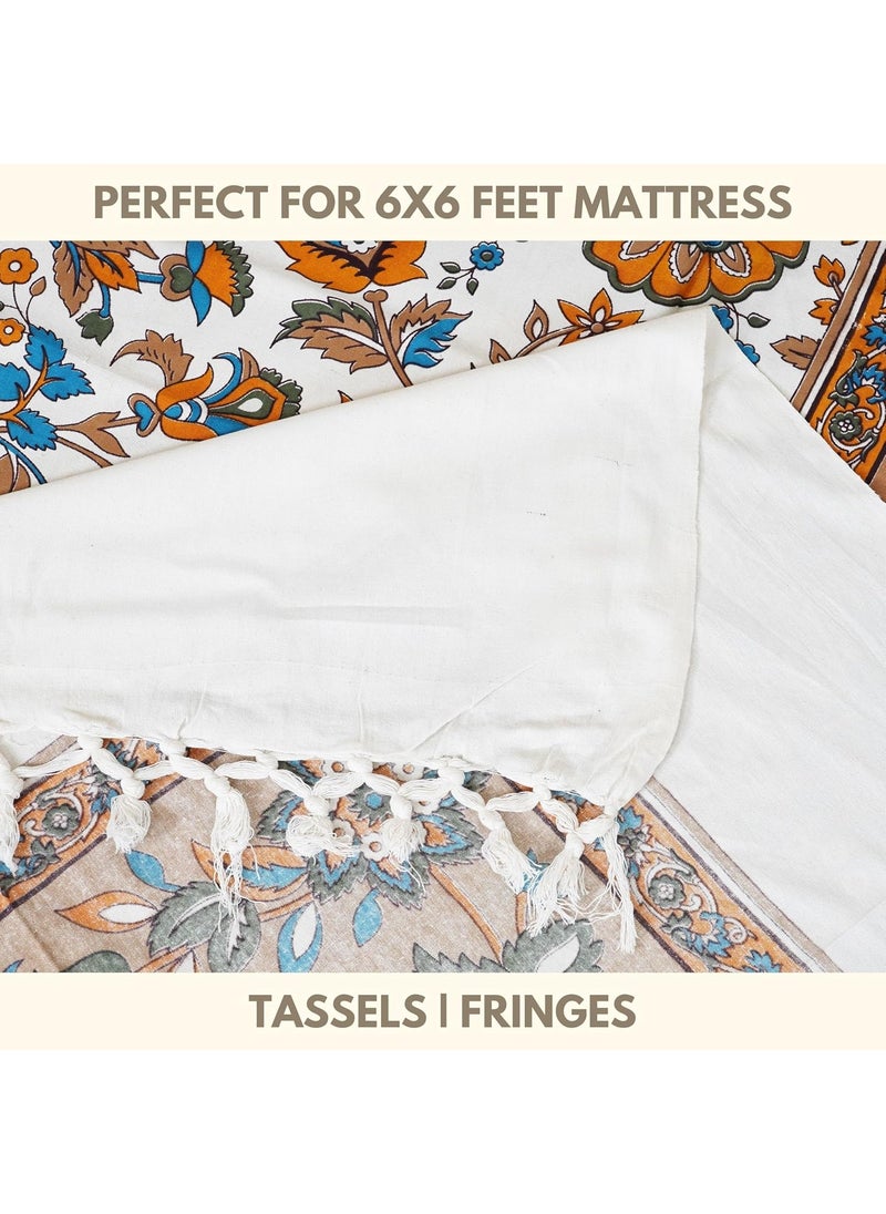 Hashcart Cotton Bedsheet & Pillow Covers - Double Bed Chadar for Double Size with 2 Pillow Covers (8.25X7.50 Feet)