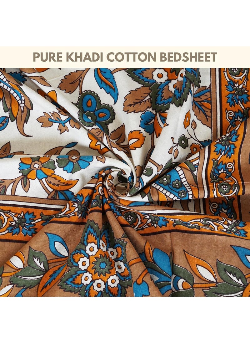 Hashcart Cotton Bedsheet & Pillow Covers - Double Bed Chadar for Double Size with 2 Pillow Covers (8.25X7.50 Feet)