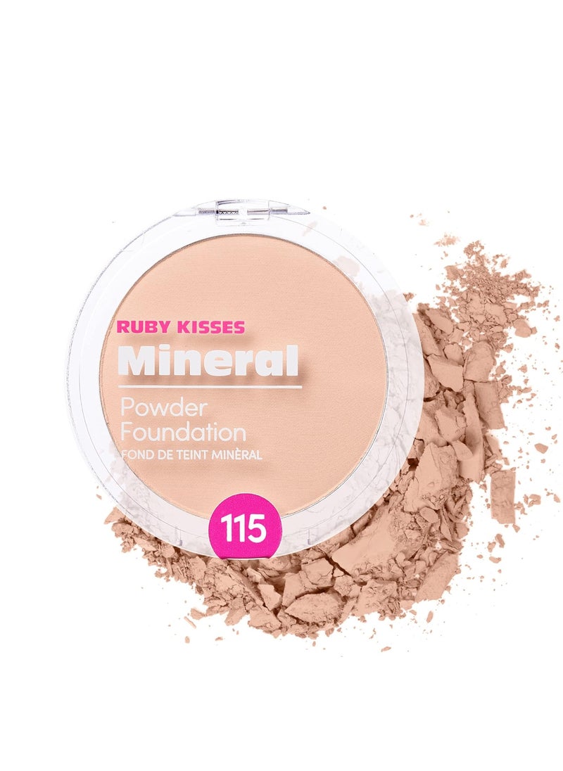 Ruby Kisses Mineral Pressed Powder Foundation Medium to Full Coverage Natural Finish 035 Ounce Ivory
