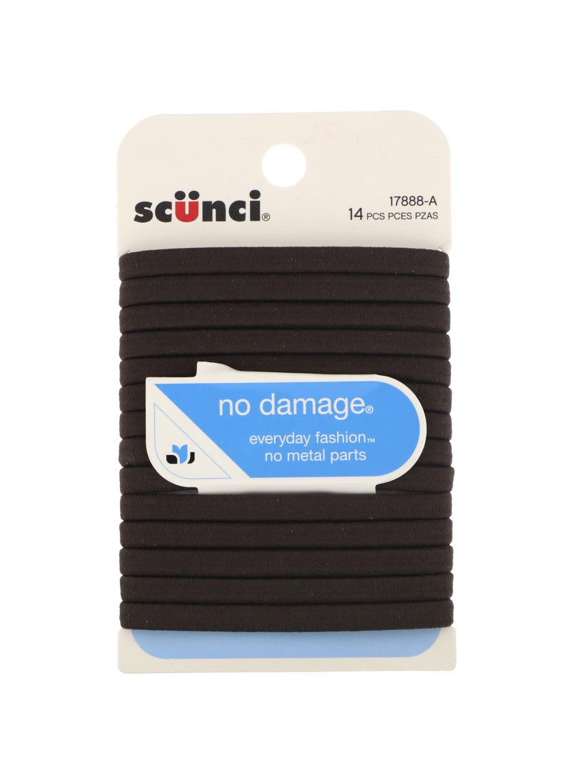 Scunci No Damage 6MM Flat Elastics Brown 14Pk