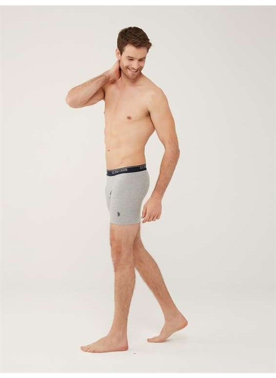 BASE. Polo Assn. Men's Red - Gray Melange - Navy Blue 3-Piece Long Leg Boxer 80454Y