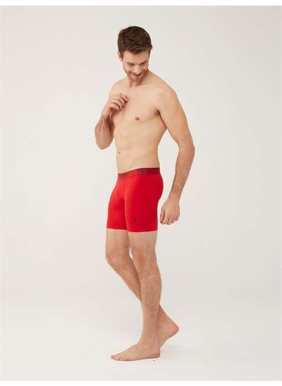 BASE. Polo Assn. Men's Red - Gray Melange - Navy Blue 3-Piece Long Leg Boxer 80454Y