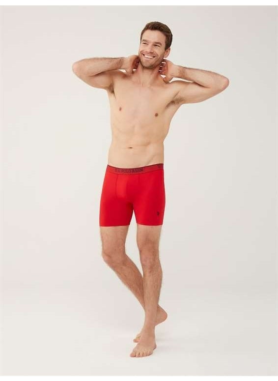 BASE. Polo Assn. Men's Red - Gray Melange - Navy Blue 3-Piece Long Leg Boxer 80454Y