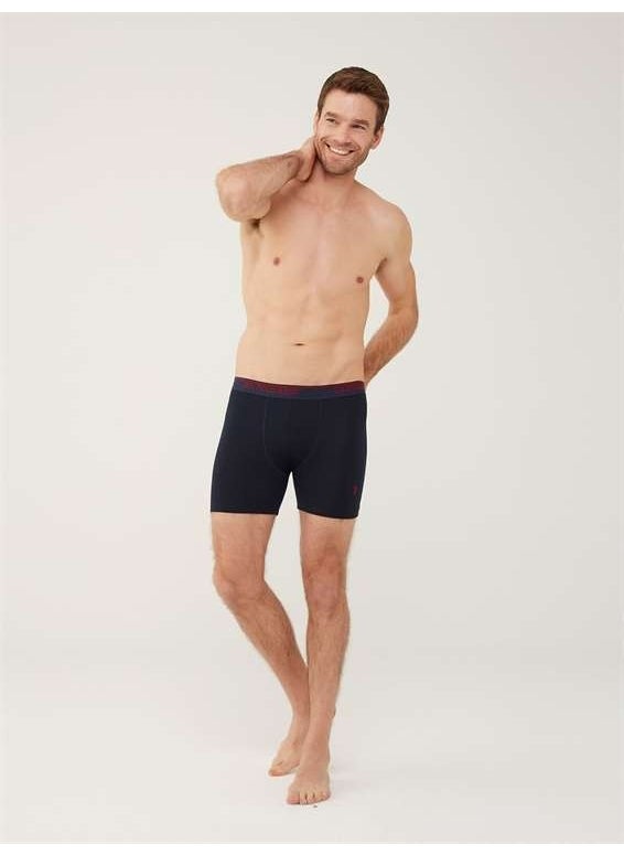 BASE. Polo Assn. Men's Red - Gray Melange - Navy Blue 3-Piece Long Leg Boxer 80454Y