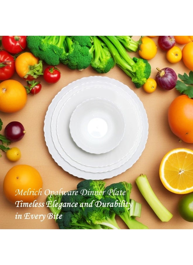 Melrich 10 Pcs Opalware Dinner Set 3 Dinner Plate, 3 Dessert Plate, 2 Bowl, 1 Serving Bowl, 1 Serving Plate Dishwasher Microwave Safe Heat Scratch Resistance (Full Waven)