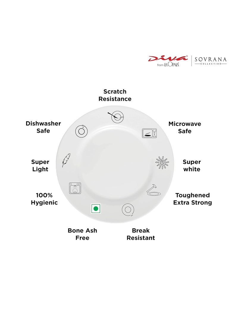 Diva from La Opala Sovrana Collection, Opal Glass Cup & Saucer Set 12 Pcs, Regent Blue, White