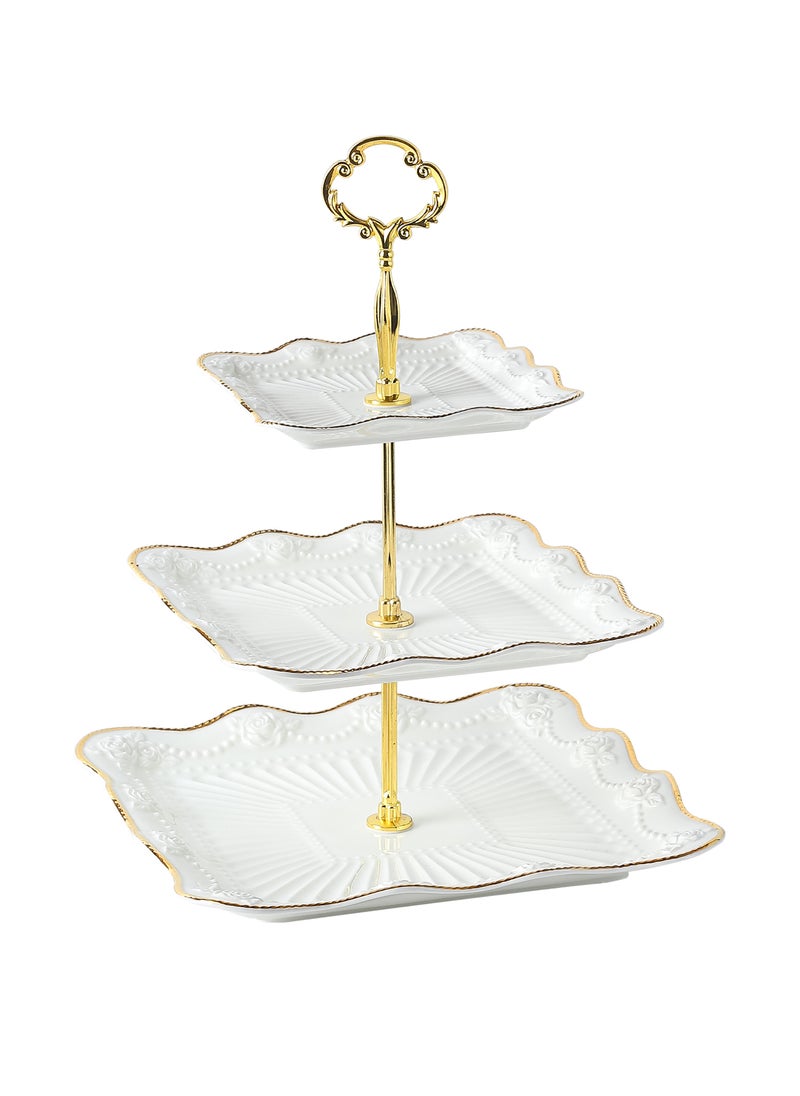 Life Smile 3-tier Cake Stand ,Kitchen Countertop Storage Vegetable Basket Stand - Large Fruit Bowl,Decorative Serving Dish Fruits Snacks Display for Table Decoration