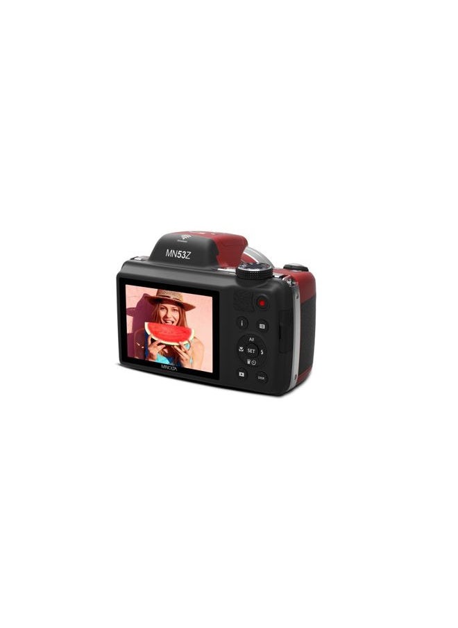 Pro Shot 16 Mega Pixel HD Digital Camera with 53x Optical Zoom, Full 1080p HD Video & 16GB SD Card, MN53Z, Red