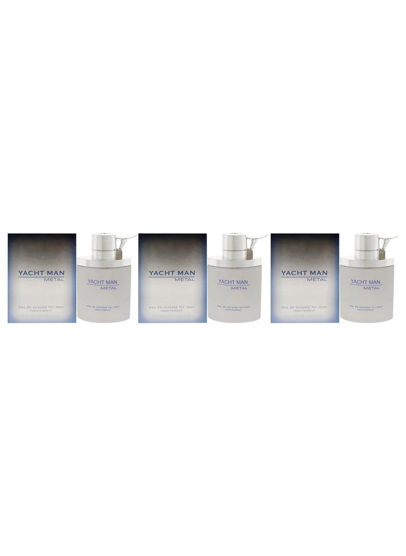 Myrurgia Yacht Man Metal EDT Spray Men 34 oz Pack of 3