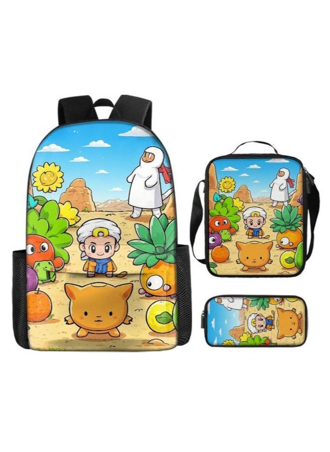 Cartoon three-piece schoolbag with front pocket - 945