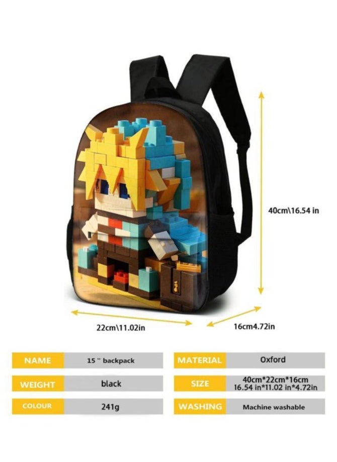 Cartoon three-piece schoolbag with front pocket - 1261