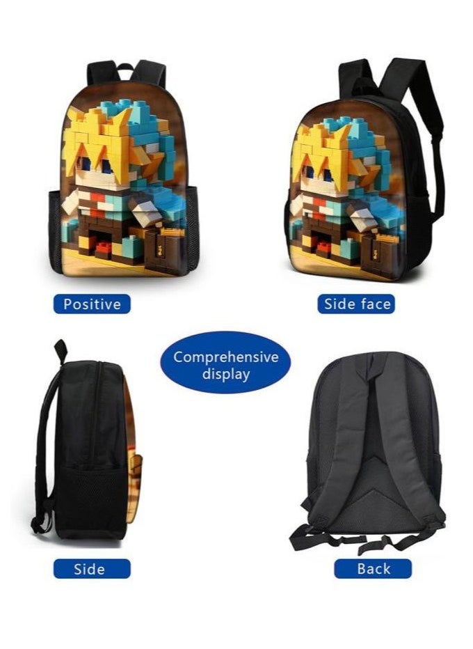 Cartoon three-piece schoolbag with front pocket - 1261