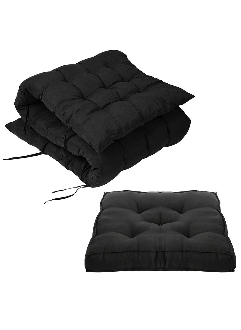 Kuber Industries Soft Home Microfibre Cushion Long and Square Chair Pad Cushion for Indoor/Outdoor Home Office Garden D?cor(Black,46 x 16 inches,Set of 2)-KUBMART11923