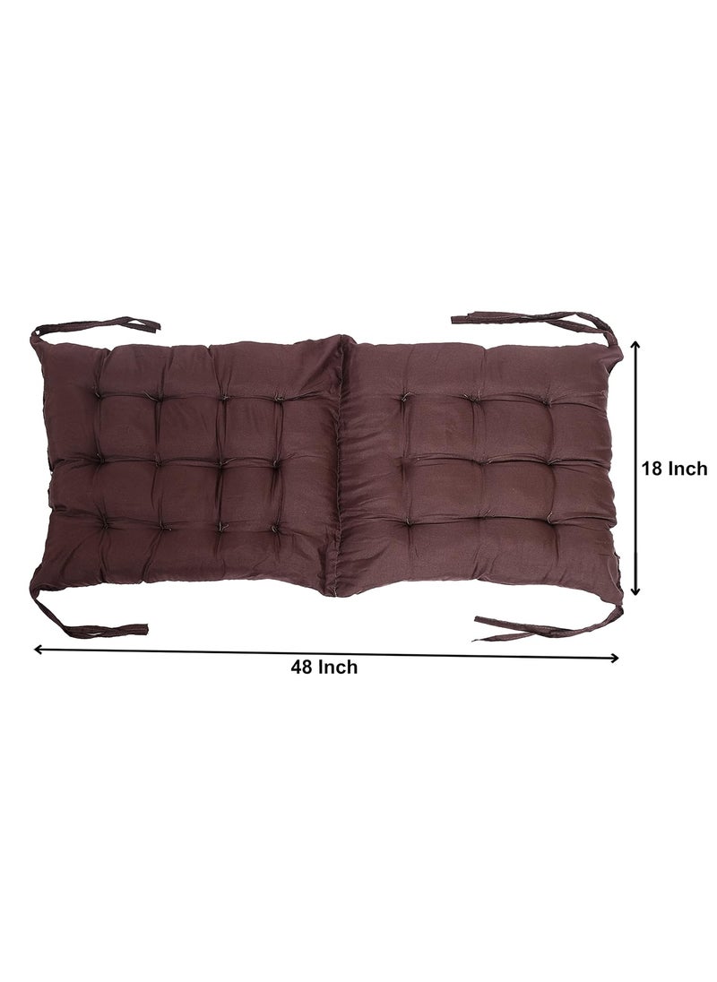 Kuber Industries Microfiber 18 * 48 Inch Back and Seat Chair Cushion with Ties & 18 * 18 Inch Square Cushion- Set of 2 (Brown), Standard (HS_37_KUBMART020795)