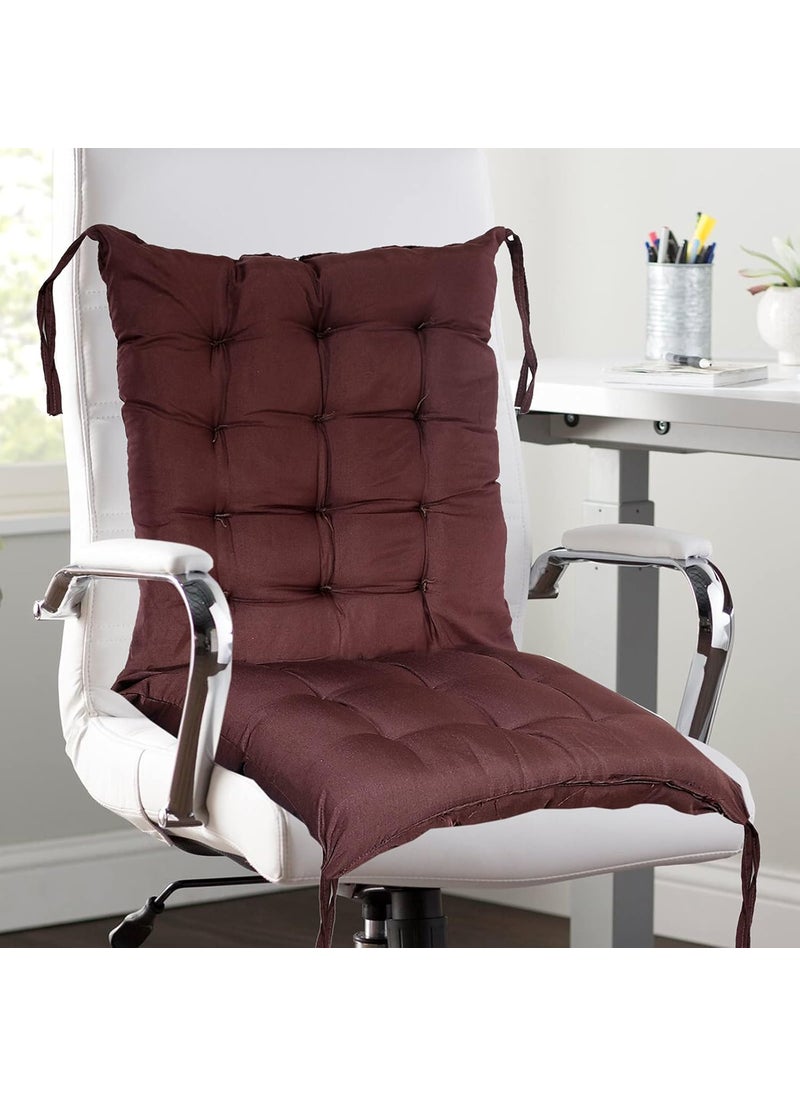 Kuber Industries Microfiber 18 * 48 Inch Back and Seat Chair Cushion with Ties & 18 * 18 Inch Square Cushion- Set of 2 (Brown), Standard (HS_37_KUBMART020795)