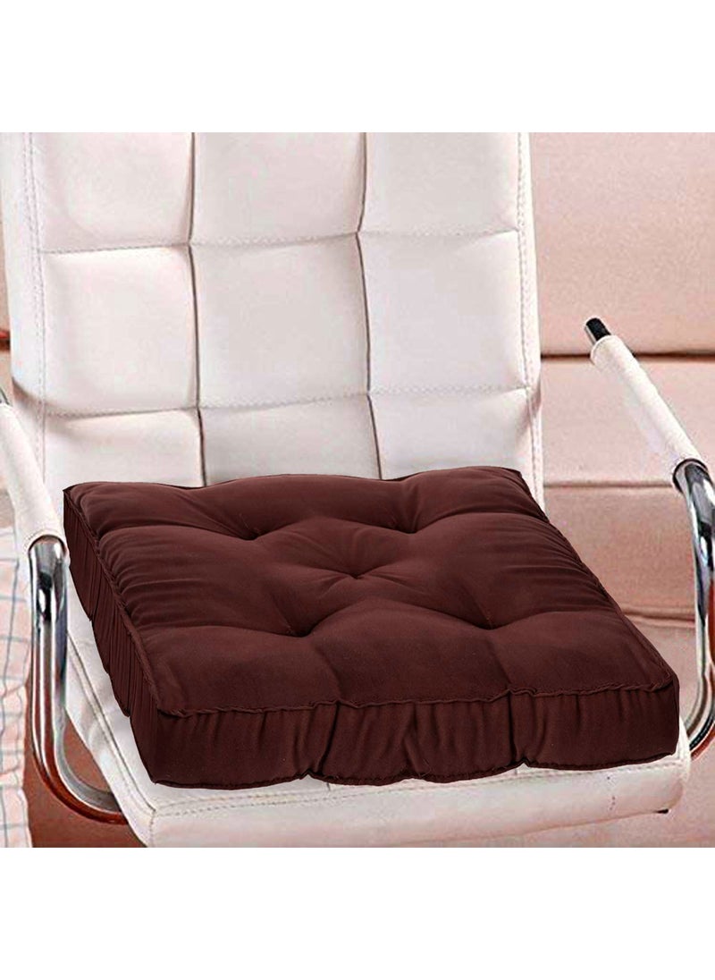 Kuber Industries Microfiber 18 * 48 Inch Back and Seat Chair Cushion with Ties & 18 * 18 Inch Square Cushion- Set of 2 (Brown), Standard (HS_37_KUBMART020795)