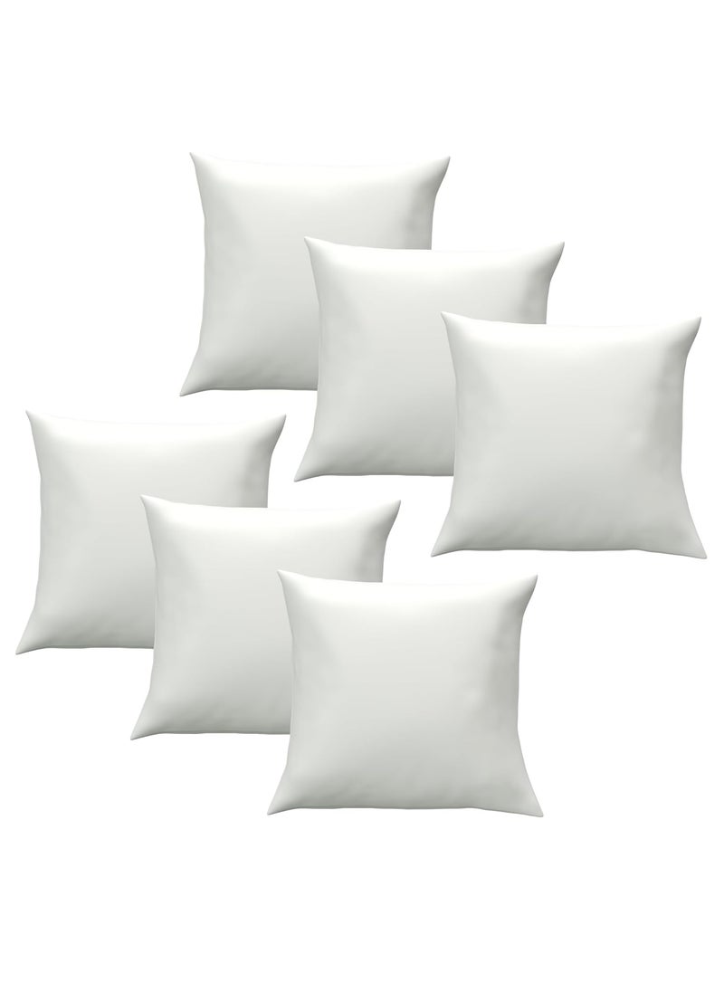 Kuber Industries (Pack of 6) Cushion Filler | 16x16 Inch | Cushion For Bedroom | Square Cushions For Sofa | Fluffy Microfiber Throw Cushion For Living Room | White