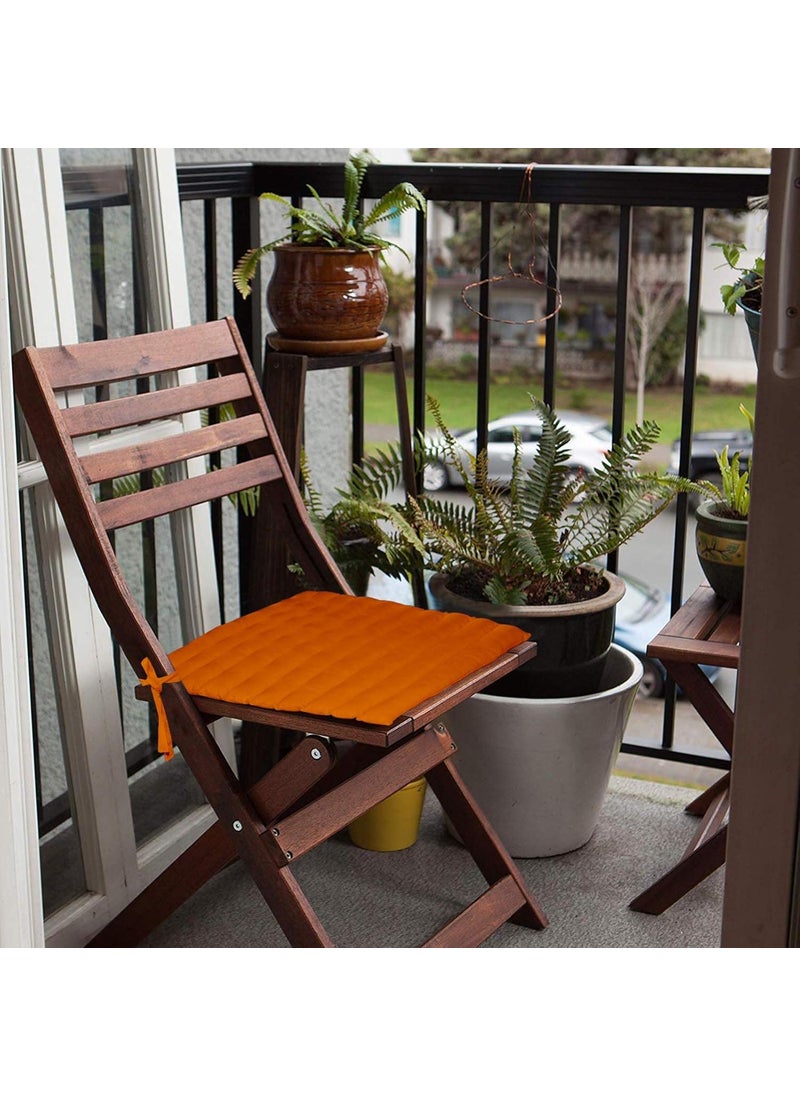 Lushomes Sun Orange Dynamite Chair pad with Super Soft Polyester Filling (40 x 40 cms, Pack of 2)
