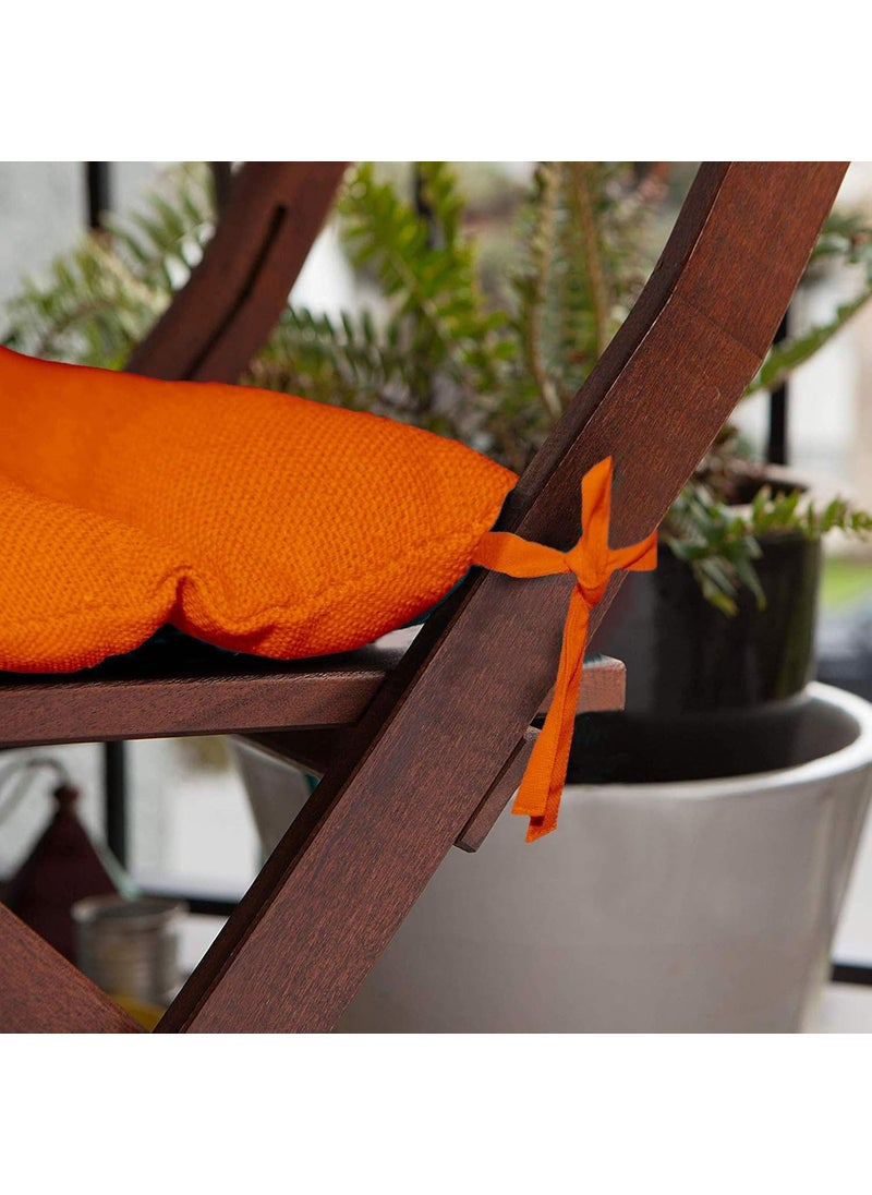 Lushomes Sun Orange Dynamite Chair pad with Super Soft Polyester Filling (40 x 40 cms, Pack of 2)