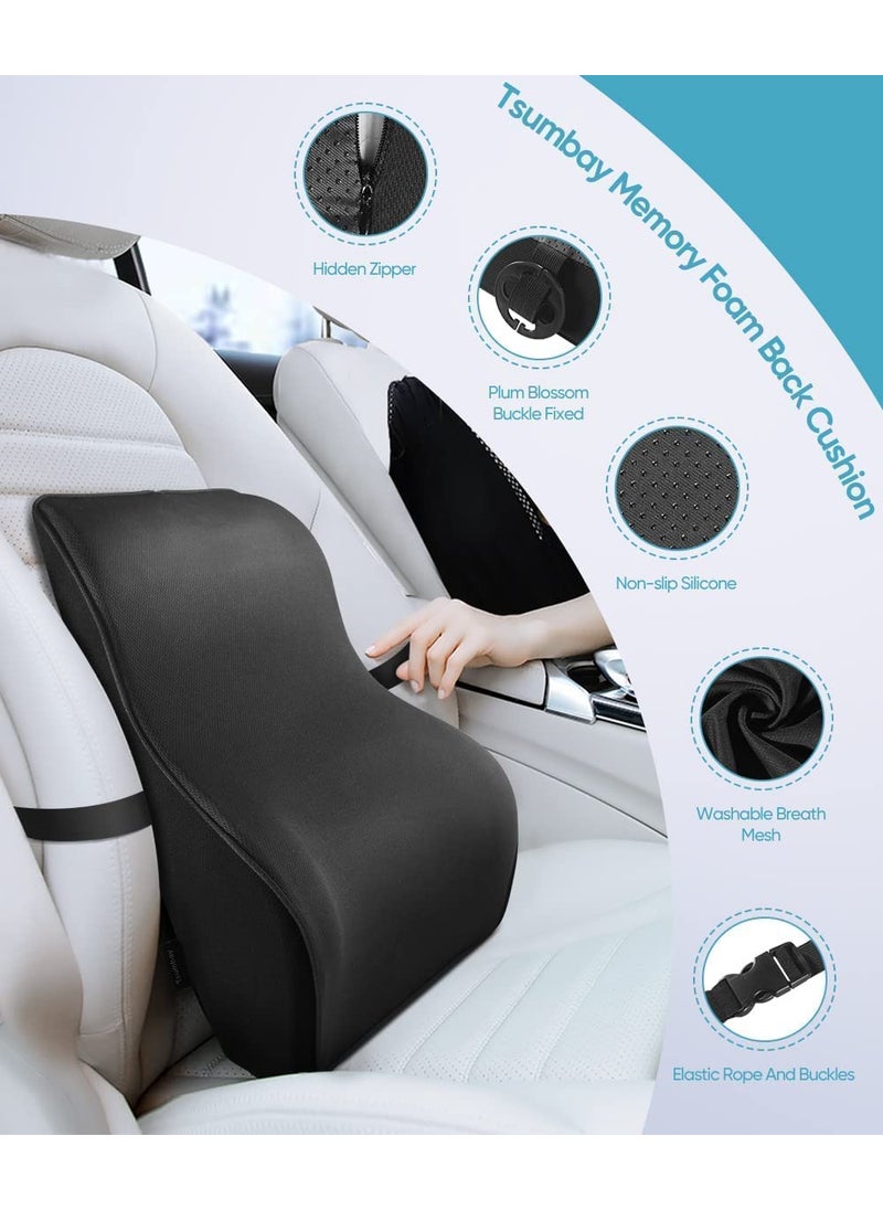 JY Memory Foam Long Lumbar Support Pillow/Back Cushion Orthopedic Backrest with Breathable 3D Mesh for Car Seat Office/Computer Chair Wheelchair and Recliner for Back Pain Relief
