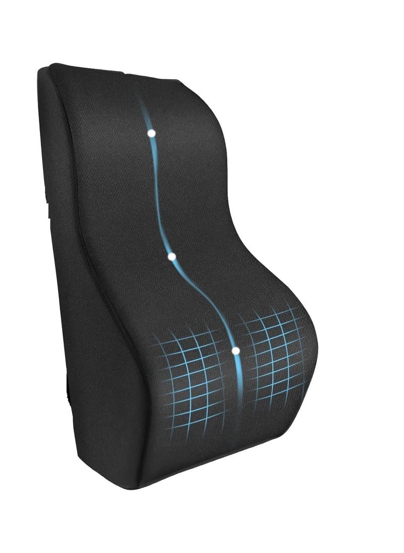 JY Memory Foam Long Lumbar Support Pillow/Back Cushion Orthopedic Backrest with Breathable 3D Mesh for Car Seat Office/Computer Chair Wheelchair and Recliner for Back Pain Relief