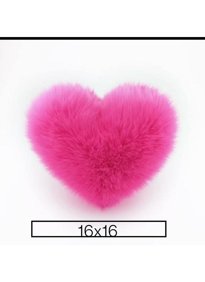 Yo Comfort Fur Heart Shape Pillows Cushion Fillers Valentine Day Love Ultra Soft Pillow Gifts for Girlfriend, Wife. (16X16 INCHES, Baby Pink)