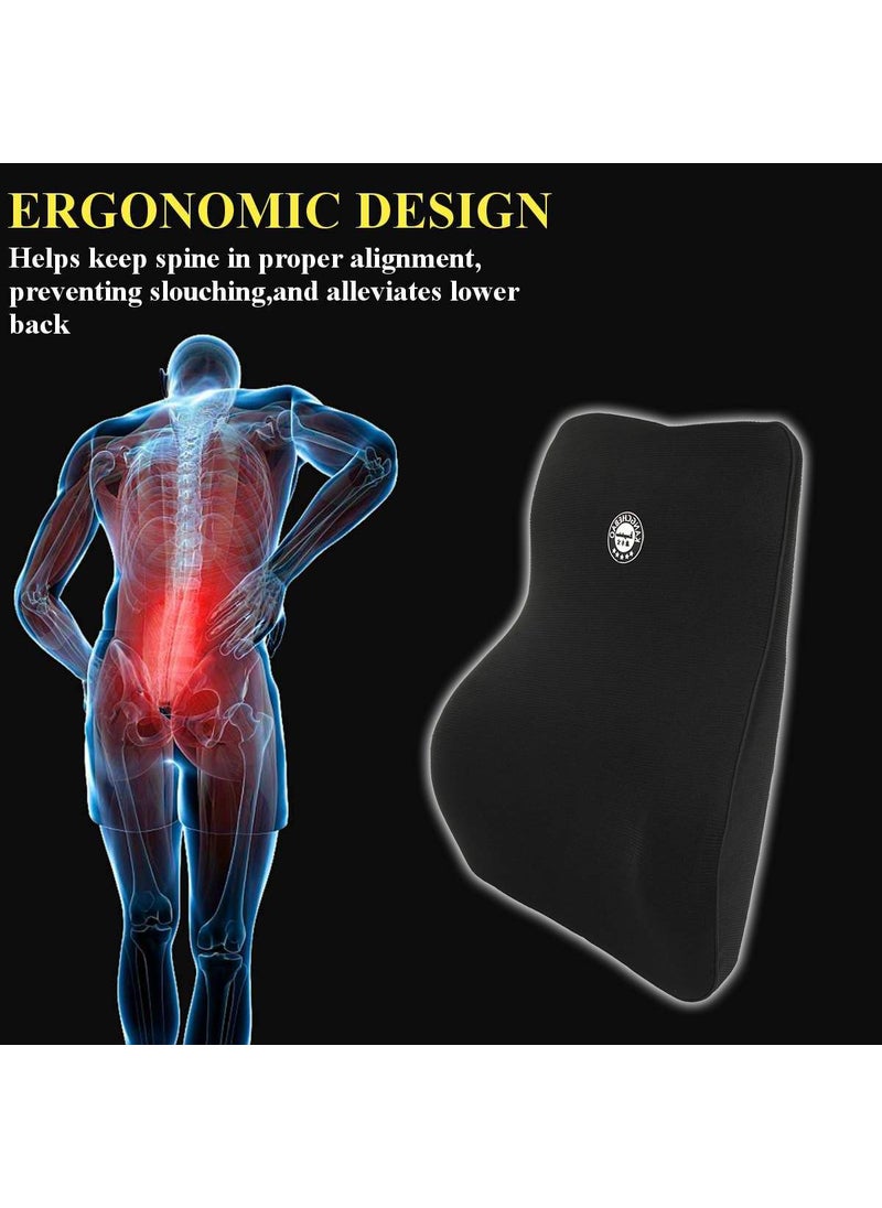 Oshotto Air Fabric Lumbar Support for Office Chair | Back Pillow for Car | Memory Foam Orthopedic Cushion - Provides Low Back Support Compatible with KIA Seltos (Black)