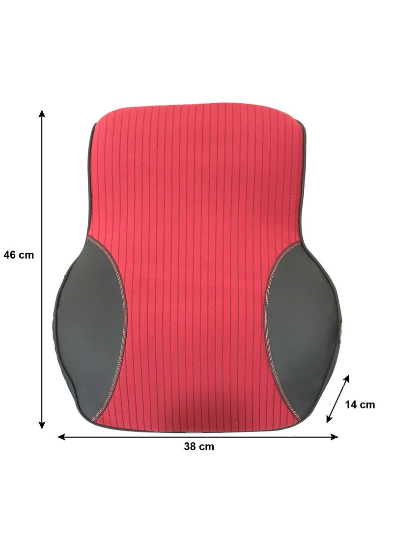 Oshotto Leatherite Finish Lumbar Support for Office Chair | Back Pillow for Car | Memory Foam Orthopedic Cushion - Provides Low Back SupportCompatible with Mahindra XUV-300 (Black, Red)