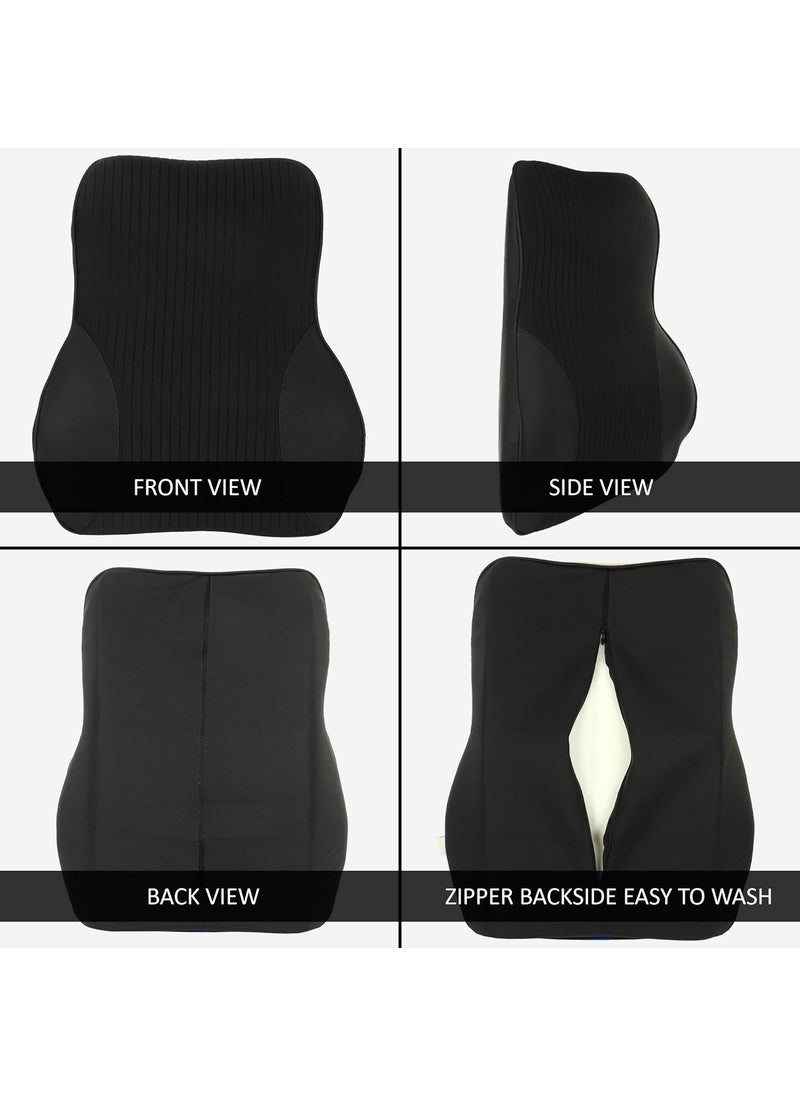 Oshotto Leatherite Finish Lumbar Support for Office Chair | Back Pillow for Car | Memory Foam Orthopedic Cushion - Provides Low Back Support Compatible with Tata Aria (Black)