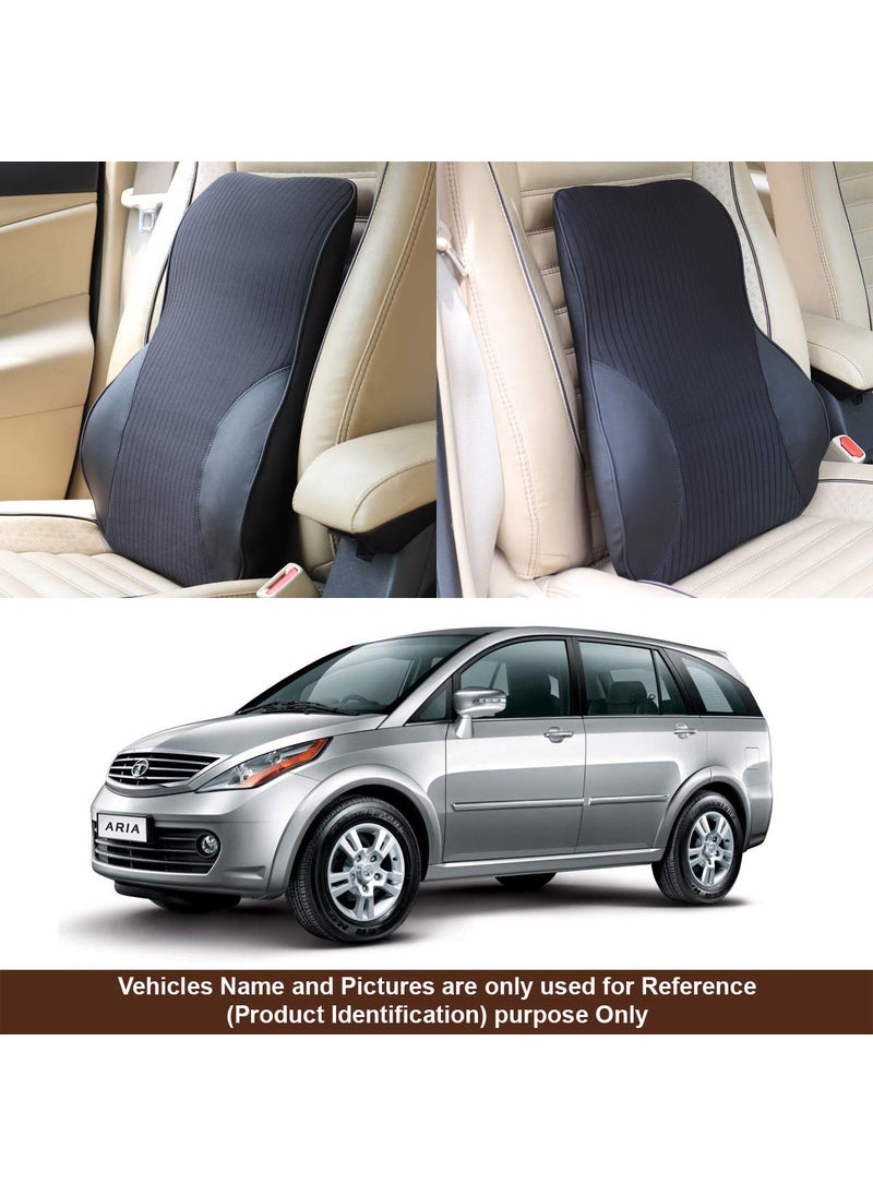 Oshotto Leatherite Finish Lumbar Support for Office Chair | Back Pillow for Car | Memory Foam Orthopedic Cushion - Provides Low Back Support Compatible with Tata Aria (Black)