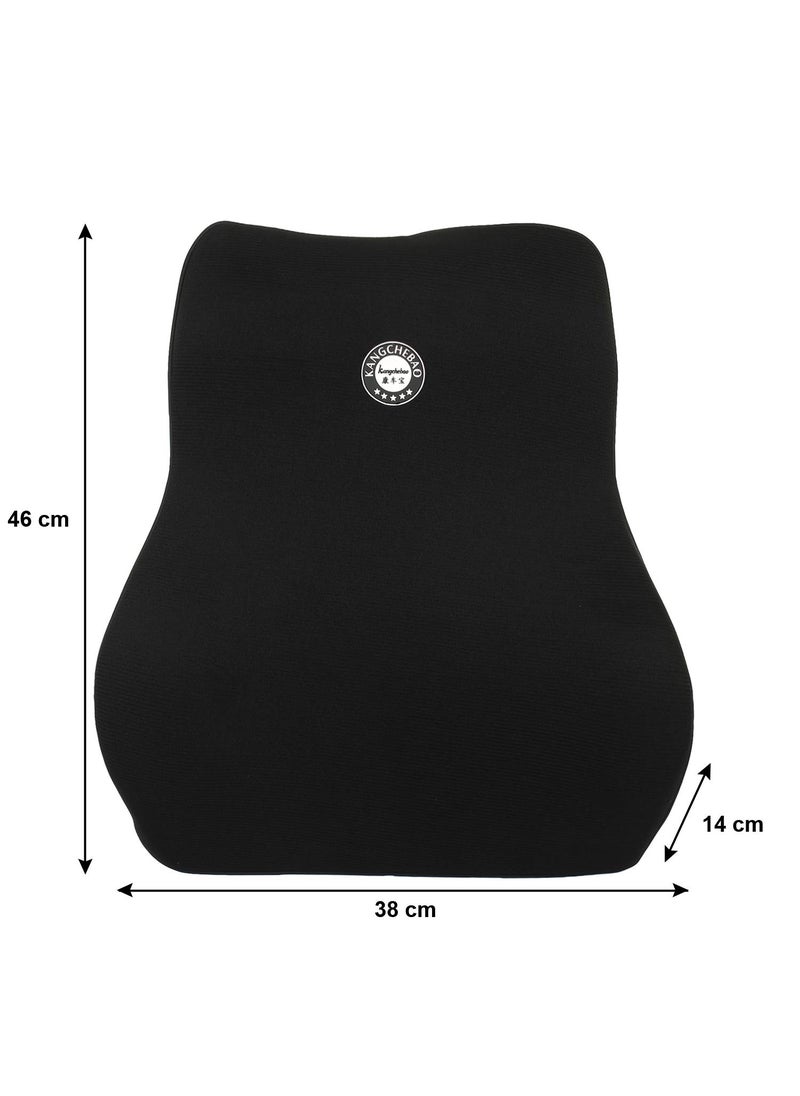 Oshotto Air Fabric Lumbar Support for Office Chair | Back Pillow for Car | Memory Foam Orthopedic Cushion - Provides Low Back Support Compatible with Hyundai Creta (2015-2019) (Black)