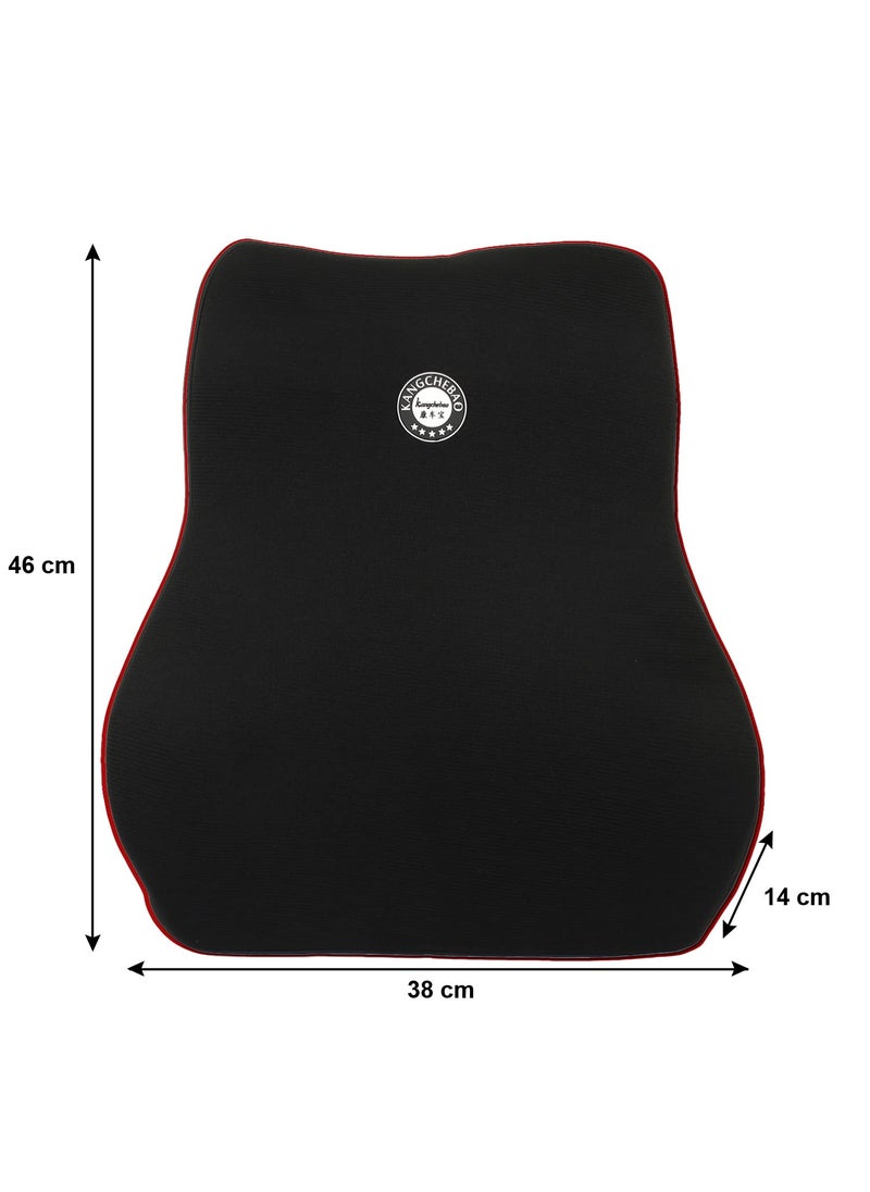 Oshotto Air Fabric Lumbar Support for Office Chair | Back Pillow for Car | Memory Foam Orthopedic Cushion - Provides Low Back Support Compatible with Tata Sumo/Victa (Black)