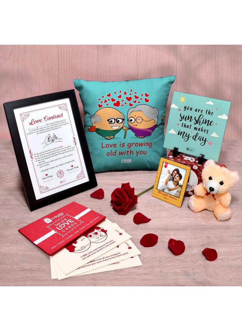 Indigifts Anniversary Love Gift for Couple Love Printed Multicolor Cushion Cover 12