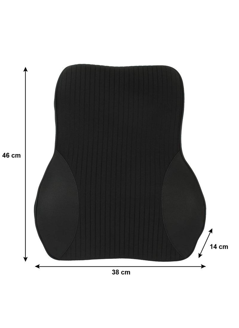 Oshotto Leatherite Finish Lumbar Support for Office Chair | Back Pillow for Car | Memory Foam Orthopedic Cushion - Provides Low Back Support Compatible with Hyundai Venue (Black)