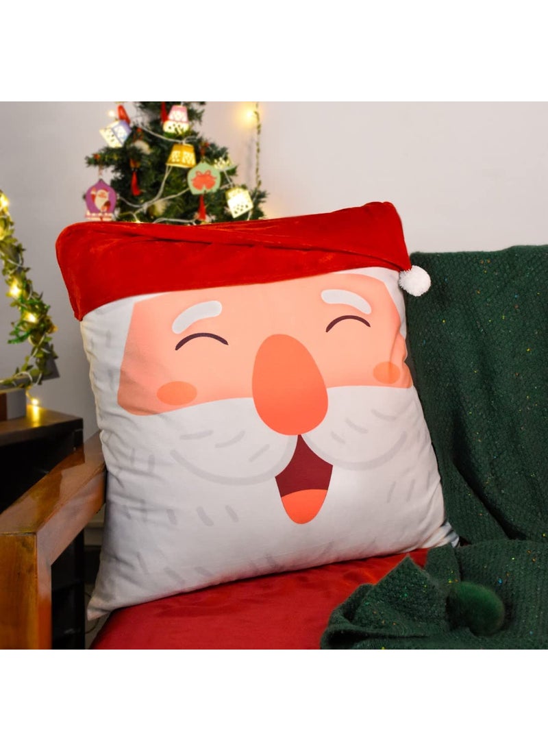 Indigifts Christmas Gift Snuggy Huggy Reversible Santa Hug Cushion 24x24 and Revesible Santa Soft Toy, Dual Cushion, Xmas Decoration Gift for Friends, Cushion for Christmas Decoration