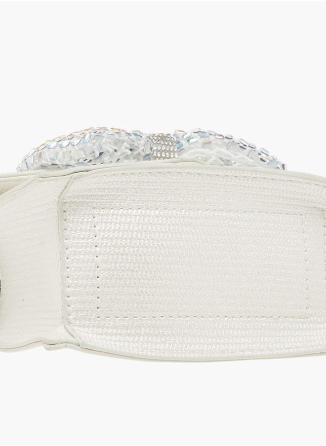 Girls Bow Embellished Crossbody Bag with Chain Strap and Button Closure